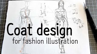 Walking pose  Coat design for fashion illustration패션일러스트를 위한 코트 디자인 [upl. by Copeland928]