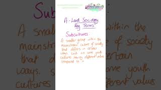 Subculture  ALevel Sociology  Key Terms [upl. by Reich]