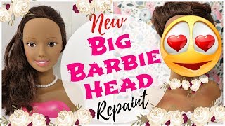 MY PRETTIEST BIG BARBIE DOLL REPAINT  How To Draw Realistic Doll Face Eyes Lips Teeth Smile [upl. by Mure]