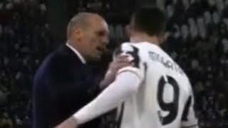 Video Litigata Allegri  Morata in JuveGenoa [upl. by Annayhs101]