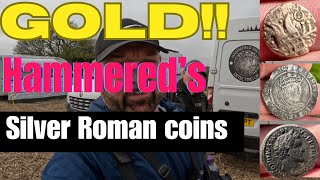 GOLD ROMAN SILVERHAMMERED COINSmetal detecting ukxp duestreasurehunting metaldetectinguk [upl. by Avictor641]