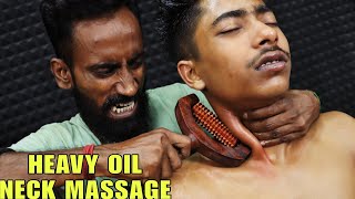 Heavy Oil Neck Massage  Satisfying Head Massage amp Neck Cracking  Chest Massage with Oil  ASMR [upl. by Annahsat]