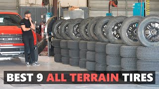 The BEST 9 All Terrain AT Tires Tested Conti vs BFGoodrich vs Firestone vs Toyo vs Nitto  More [upl. by Base]