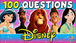 DISNEY TRIVIA QUIZ 100 DISNEY QUESTIONS  MOVIE QUIZCHALLENGETRIVIA [upl. by Goldarina]