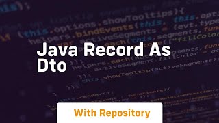 java record as dto [upl. by Genvieve]