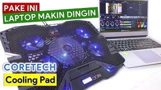 LAPTOP MAKIN ADEM KIPAS LAPTOP CORETECH COOLING PAD PENTAFAN  SOLUSI LAPTOP PANAS [upl. by Enyleuqcaj84]