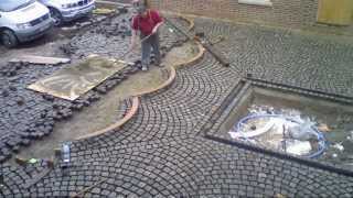 laying reclaimed granite setts for driveway and courtyard to French style [upl. by Niknar]