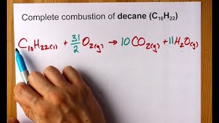 Complete Combustion of Decane C10H22 Balanced Equation [upl. by Orji]