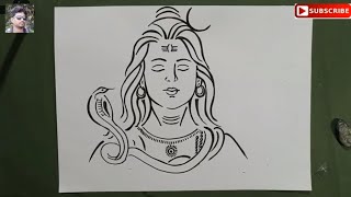 very easy line art shiv thakurhow to draw lord shiva with snake for shivaratri special mahadeb [upl. by Ayahsal]