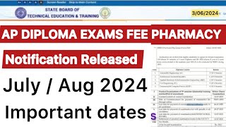 AP DIPLOMA PHARMACY EXAM NOTIFICATION  ER2020 REGULAR EXAM FEE DATES [upl. by Feetal]