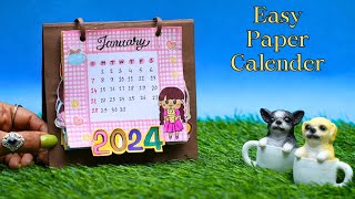 How to make Happy New Year 2024 CalendarDIY Paper CalendarCute Paper Calendar 2024 [upl. by Hilliary]