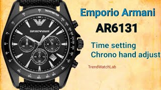 How to set time on Emporio Armani AR6131  Chronograph hands adjust [upl. by Elianore]