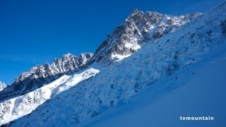 Couloir des Cosmiques La Jonction Glacier des Bossons rive gauche Chamonix MontBlanc ski [upl. by Haelat]