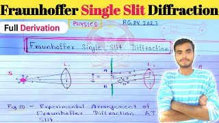 Fraunhoffer Diffraction — Single Slit Derivation  Physics  BTech BSc  Rgpv Exam 2023 [upl. by Airetas273]