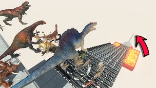 Who Can Survive  Dangerous Stairs Challenge  Animal Revolt Battle Simulator [upl. by Oinotnanauj]