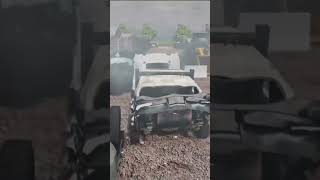 BeamNG Demolition Derby Hard Hit Causes Rollover Fullsize Stock [upl. by Vatsug735]