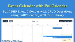 PHP Event Calendar using FullCalendar JS Library [upl. by Ecinahs]