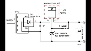 basic electronics 6 bridge full wave rectifier regulator with 7805  10V zener diode [upl. by Delanty]