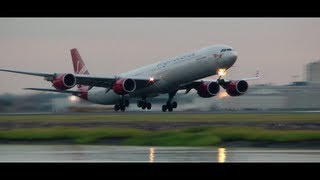 Virgin A340600 Sweet Takeoff [upl. by Aurie795]