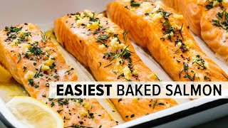 BAKED SALMON  easy nofail recipe with lemon garlic butter [upl. by Yeltnarb765]