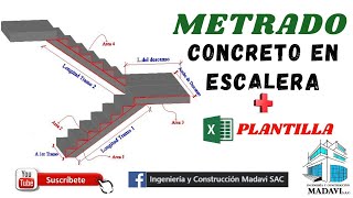 METRADO DE CONCRETO EN ESCALERAHOJA DE EXCEL2020💥💥💥 [upl. by Dev]