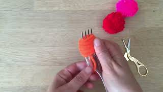 Quick adn Easy Fork Pom Poms [upl. by Ydnim]