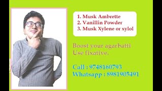 Agarbatti booster and fixative  Musk Ambrette Vanillin Powder Musk xylene or xylol [upl. by Yasmeen]