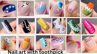 Nail art with toothpick  Nail art design using toothpick   No tool nails  nail art for beginner [upl. by Ahmed]