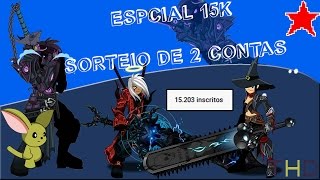 Especial 15 Mil Inscritos EncerradoSorteio de 2 Contas Nível 65 AQW 2016 [upl. by Thury]