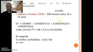 Equações para determinação da gordura corporal [upl. by Evvie]