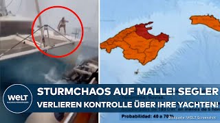 MALLORCA Heftiges Unwetter wirbelt Yachten gegen die Küsten Viele Flüge gestrichen [upl. by Patrich969]