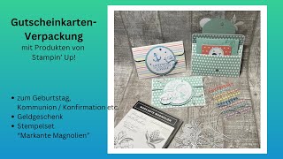 GutscheinkartenVerpackung mit Schiebefach basteln 💚 Exclusive Online Produkt 💚 Stampin‘ Up 💚61 [upl. by Alicirp684]