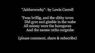 JABBERWOCKY Song LEWIS CARROLL Alice Through Looking Glass Lyrics Word text trendin sing along music [upl. by Akihdar]