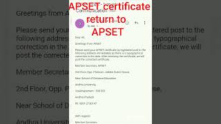 APSET certificate return to APSET [upl. by Atikir592]