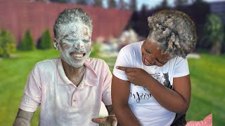 The Young and the Senseless 🤣  neillyanddaniel does the FLOUR CHALLENGE [upl. by Adnotal351]