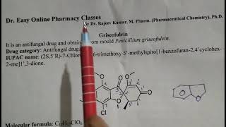 GriseofulvinAntifungal drugStructureIUPAC NameStorage UsesDiploma in Pharmacy PharmChem [upl. by Lander]