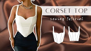 DIY Corset Top Sweetheart Bustier Tutorial  How To Make a Corset Top Tutorial [upl. by Irat63]