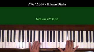 First Love Hikaru Utada Piano Tutorial SLOW [upl. by Nohsreg921]