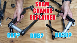 Sram Crankset Spindles Explained  GXP BB30 PF30 DUB [upl. by Essirehc]