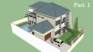 Sketchup tutorial house building Part 1 [upl. by Inahc]