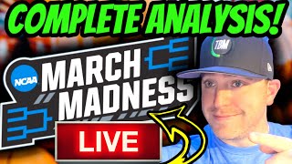 🔴 LIVE March Madness Bracket Picks 2024  NCAA Tournament Predictions Best Bets and CBB Picks [upl. by Etnauj]