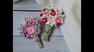 How To Make Brooches celinbrooch آموزش جواهردوزی، گلسینه دسته گل [upl. by Yenaiv]