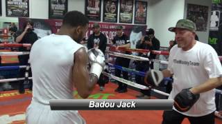 Badou Jack padwork in preparation for big fight against James Degale [upl. by Assenyl]