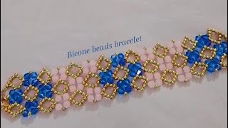 How to make bracelet  Step by Step Tutorial  Bicone beads bracelet [upl. by Nybbor]