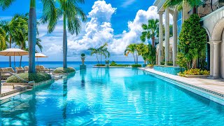 Morning Seaside Villa Jazz  Relaxing Bossa Nova Piano Music amp Calm Waves Sound for Great Moods [upl. by Delmore352]