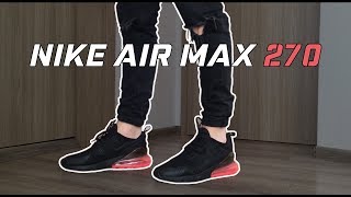 Nike Air Max 270 BlackBlackHot Punch  Unboxing Close Up Look amp On Feet Review [upl. by Nylyak]