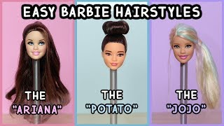 5 Easy Barbie Doll Hairstyles Tutorial [upl. by Imiaj519]