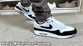 Nike Air Max 1 Black White Pure Platinum Reviewamp On foot [upl. by Gnehp]