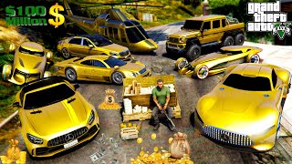 GTA 5  Stealing DECILLIONAIRE Gold Mercedes Cars with Franklin  GTA V Real Life Cars 131 [upl. by Rovelli989]