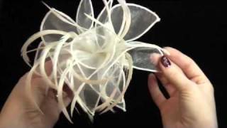 Large Cream Looped Fabric and Feather Fascinator on a Clear [upl. by Euridice584]